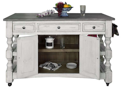 IFD - Stone Kitchen Island w/3 Drawer, 2 doors, 4 Shelves & casters - IFD469ISLAND veiw 4