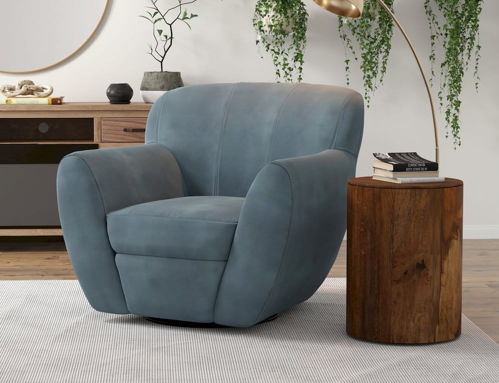 IFD  - Tamesis  - Wooden Frame & Metal Base, 360 Degree Swivel  - Blue  - IUP222-ACH-233 view 3