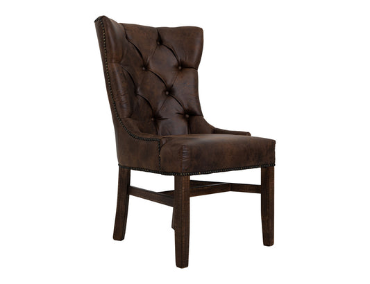 IFD - Terra Uph. Chair w/Tufted Back, Nailheads - Brown Microfiber (Set of 2) - IFD1020CHAIR-T view 1