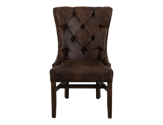 IFD - Terra Uph. Chair w/Tufted Back, Nailheads - Brown Microfiber (Set of 2) - IFD1020CHAIR-T view 2
