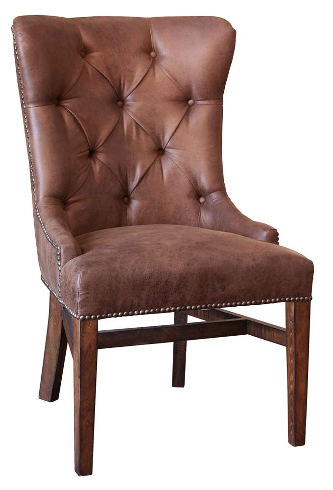 IFD - Terra Uph. Chair w/Tufted Back, Nailheads - Brown Microfiber (Set of 2) - IFD1020CHAIR-T veiw 1