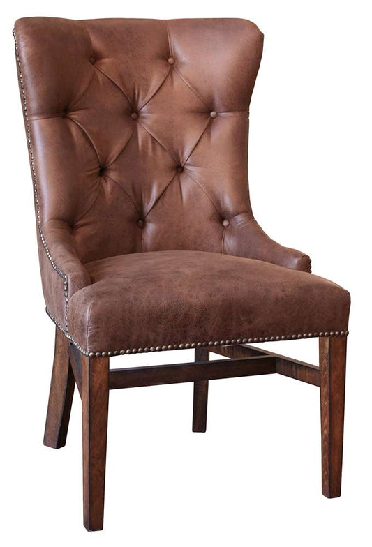 IFD - Terra Uph. Chair w/Tufted Back, Nailheads - Brown Microfiber (Set of 2) - IFD1020CHAIR-T veiw 1