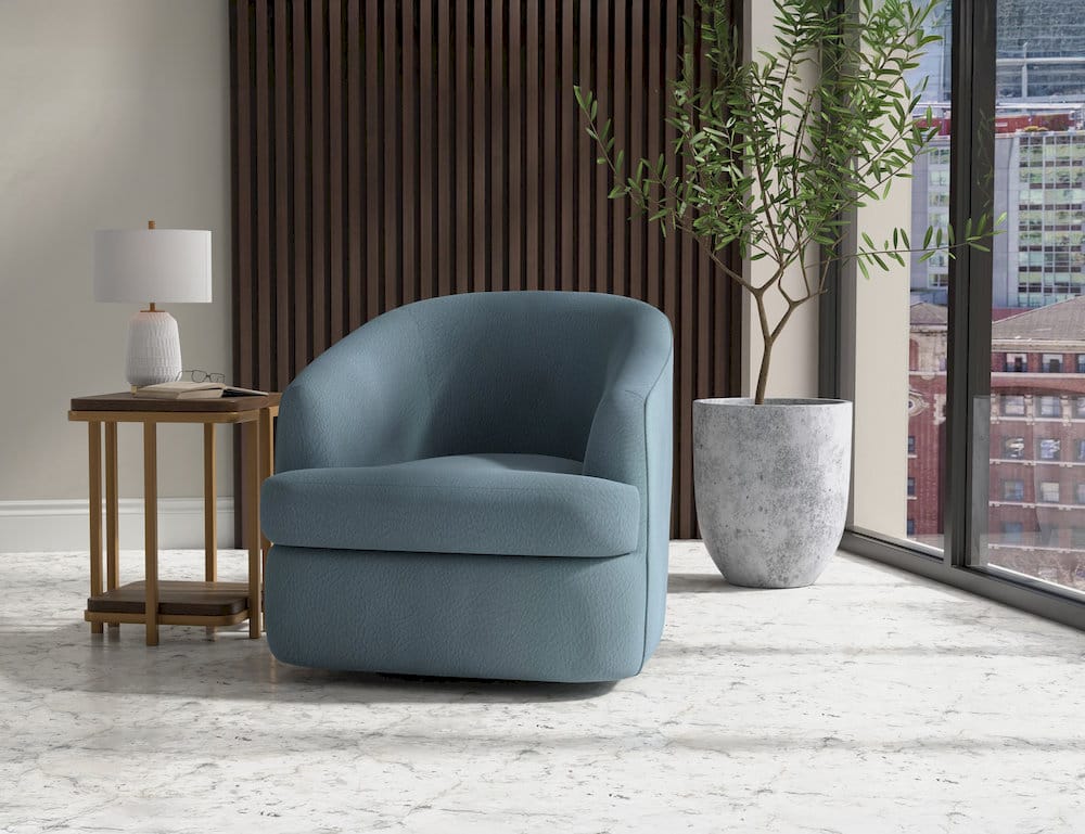 IFD  - Tumbi  - Wooden Frame & Metal Base, 360 Degree Swivel Accent Chair  - Blue  - IUP854-ACH-233 view 4