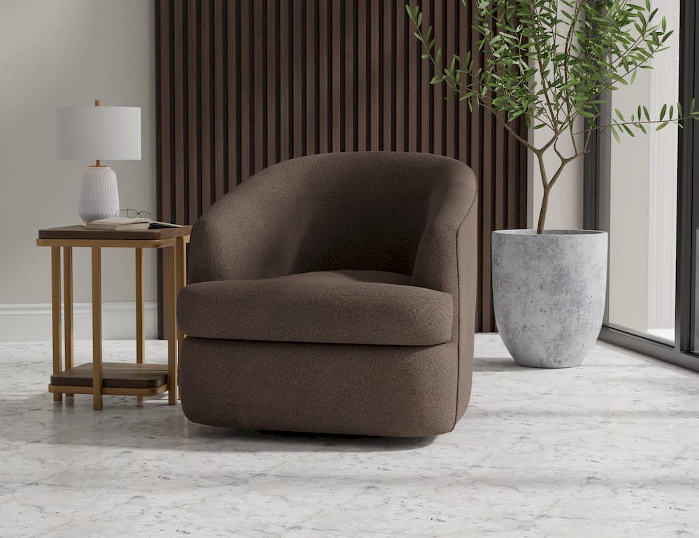 IFD  - Tumbi  - Wooden Frame & Metal Base, 360 Degree Swivel Accent Chair  - Brown  - IUP854-ACH-212 view 4