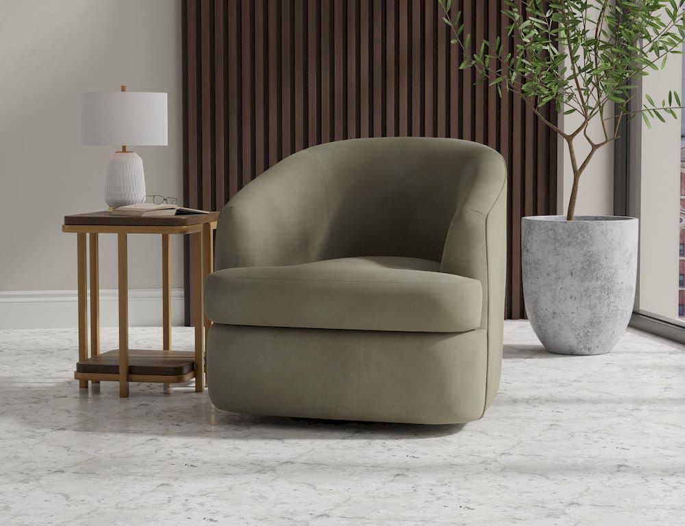IFD  - Tumbi  - Wooden Frame & Metal Base, 360 Degree Swivel Accent Chair  - Green  - IUP854-ACH-232 view 5