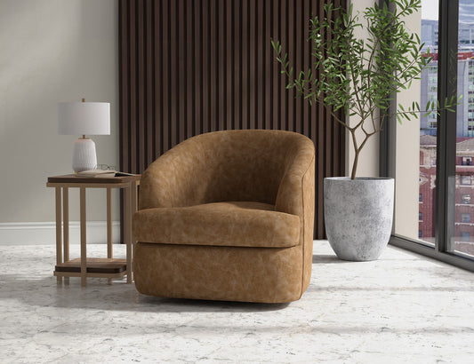 IFD - Tumbi - Wooden Frame & Metal Base, 360 Degree Swivel Accent Chair - IUP854-ACH-202 view 2