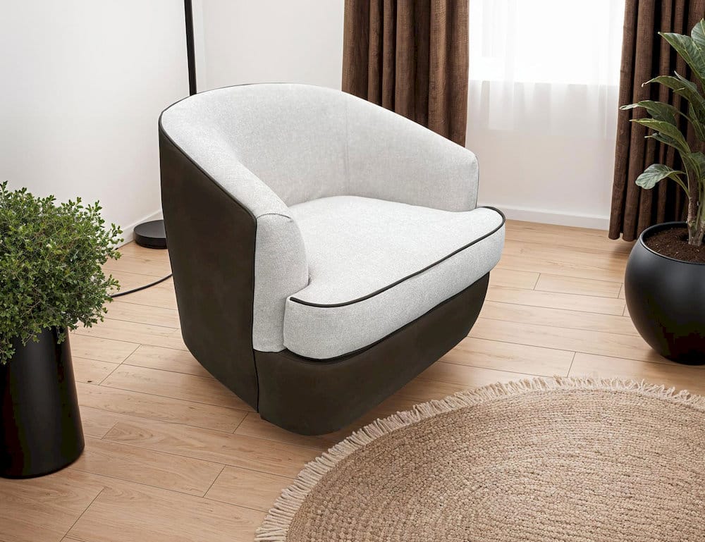 IFD  - Tumbi  - Wooden Frame & Metal Base Accent Chair  - Ivory/Brown  - IUP854-ACH-261 view 3