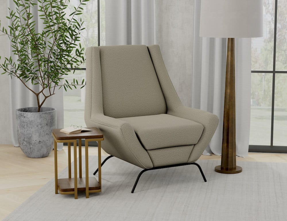 IFD  - Tyne  - Wooden Frame & Metal Base, Almond Gray Armchair  - Gray/Black  - IUP331-ACH-151 view 3
