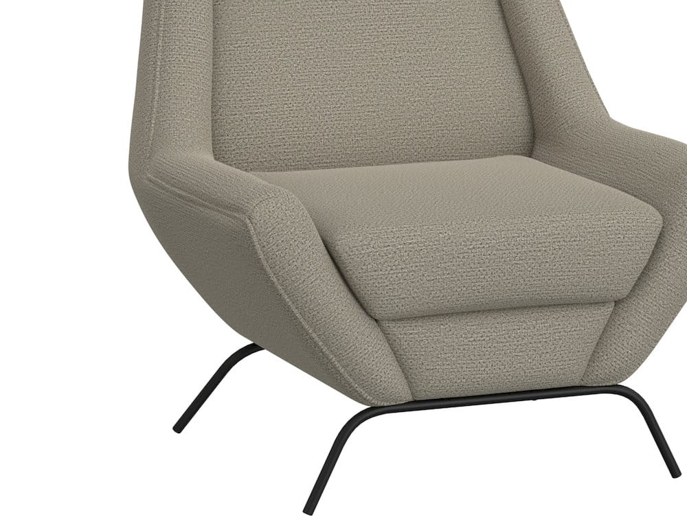 IFD  - Tyne  - Wooden Frame & Metal Base, Almond Gray Armchair  - Gray/Black  - IUP331-ACH-151 view 4