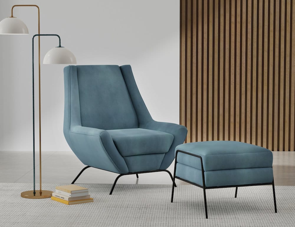 IFD  - Tyne  - Wooden Frame & Metal Base, Armchair  - Blue  - IUP331-ACH-233 view 3