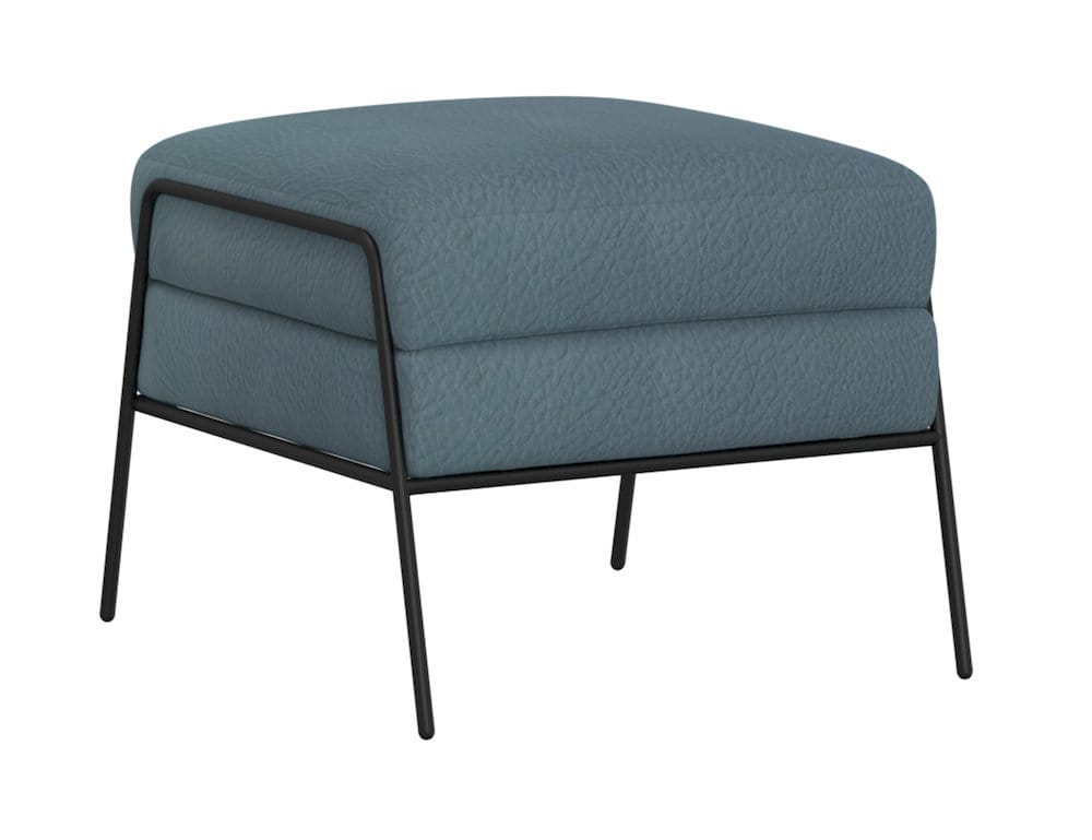 IFD  - Tyne  - Wooden Frame & Metal Base, Footstool, Ottoman  - Blue  - IUP331-OTT-233 view 1