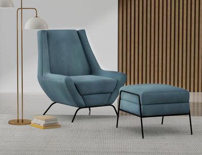 IFD  - Tyne  - Wooden Frame & Metal Base, Footstool, Ottoman  - Blue  - IUP331-OTT-233 view 3