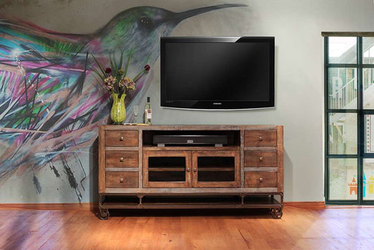 IFD - Urban Gold 76in TV Stand w/2 Glass doors, 6 Drawers - IFD560STAND-76 veiw 1