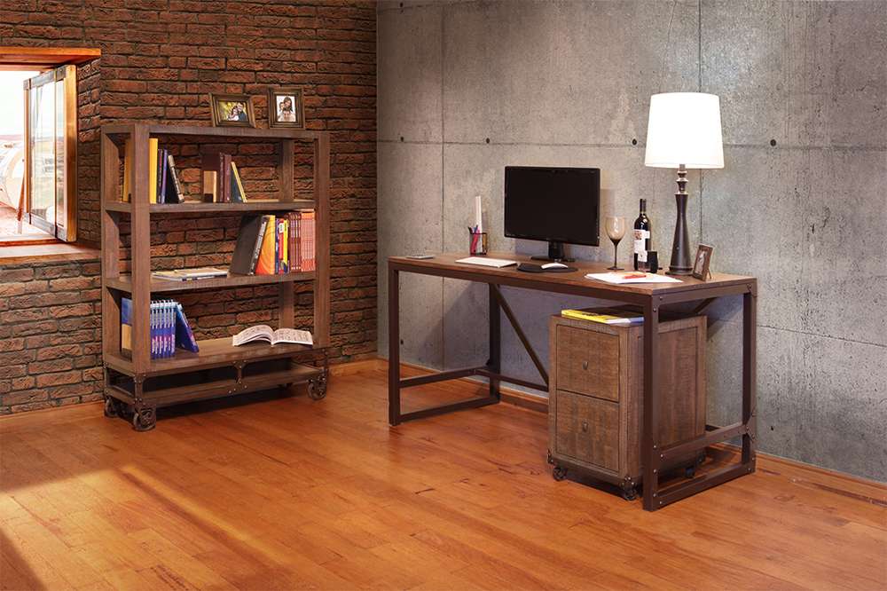 IFD - Urban Gold Desk w/Wood Top & Iron Base - IFD560DESK veiw 2