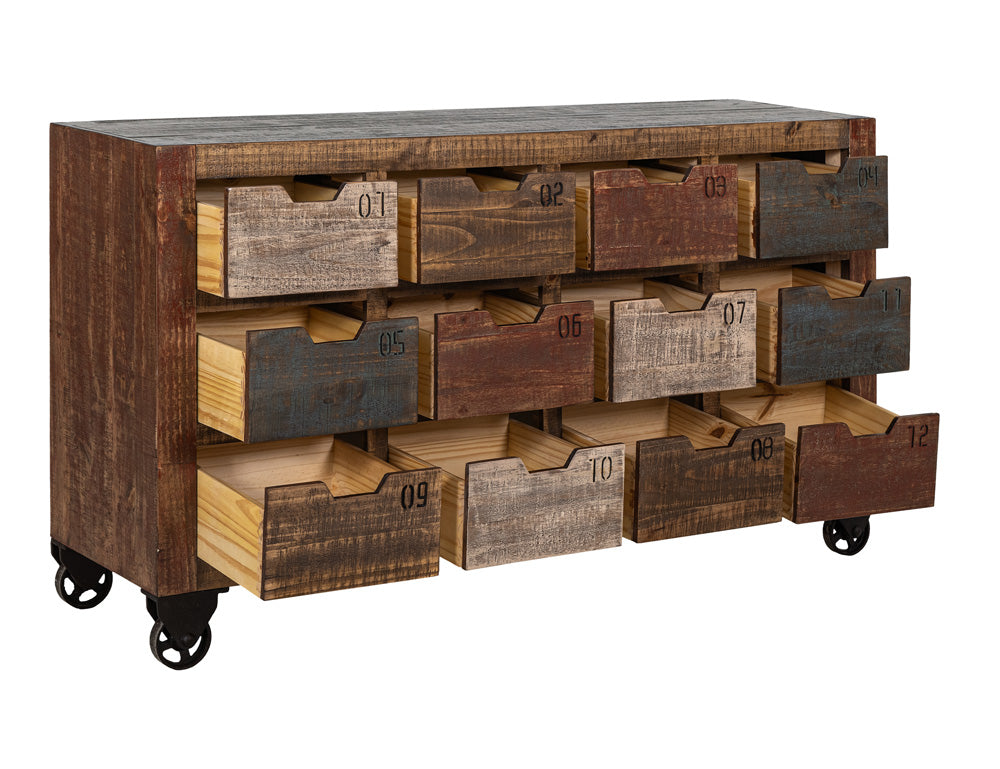 IFD - Urban Multicolor Console w/12 Numbered Drawers, Multi-Color Finish - IFD965CONS-MD view 3