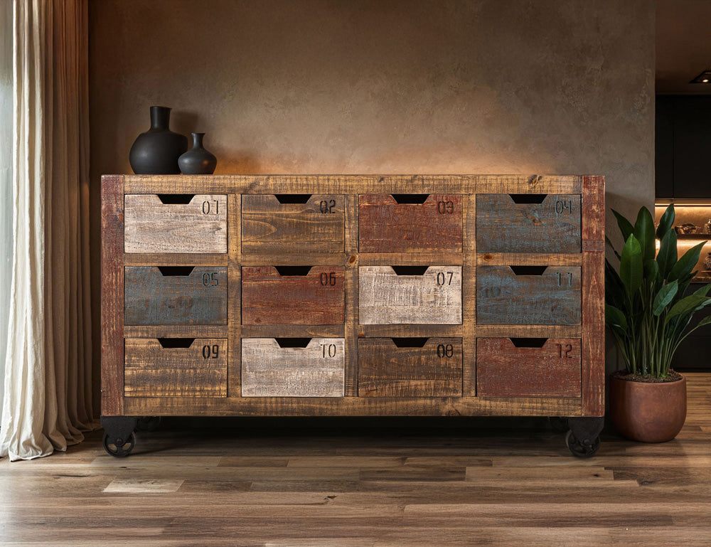 IFD - Urban Multicolor Console w/12 Numbered Drawers, Multi-Color Finish - IFD965CONS-MD view 5