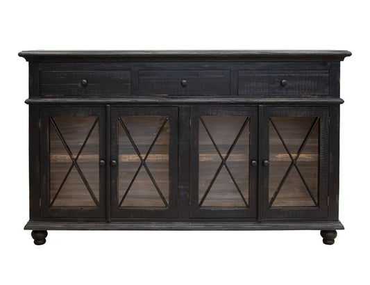 IFD - Vintage Black 70in Console 3 Drawers, 4 Doors - Charcoal Finish - IFD974CONS view 1