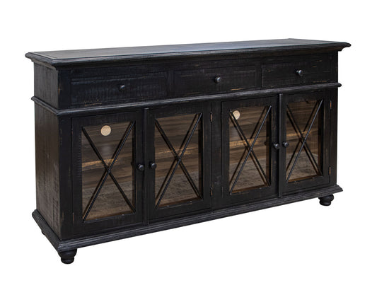 IFD - Vintage Black 70in Console 3 Drawers, 4 Doors - Charcoal Finish - IFD974CONS view 2