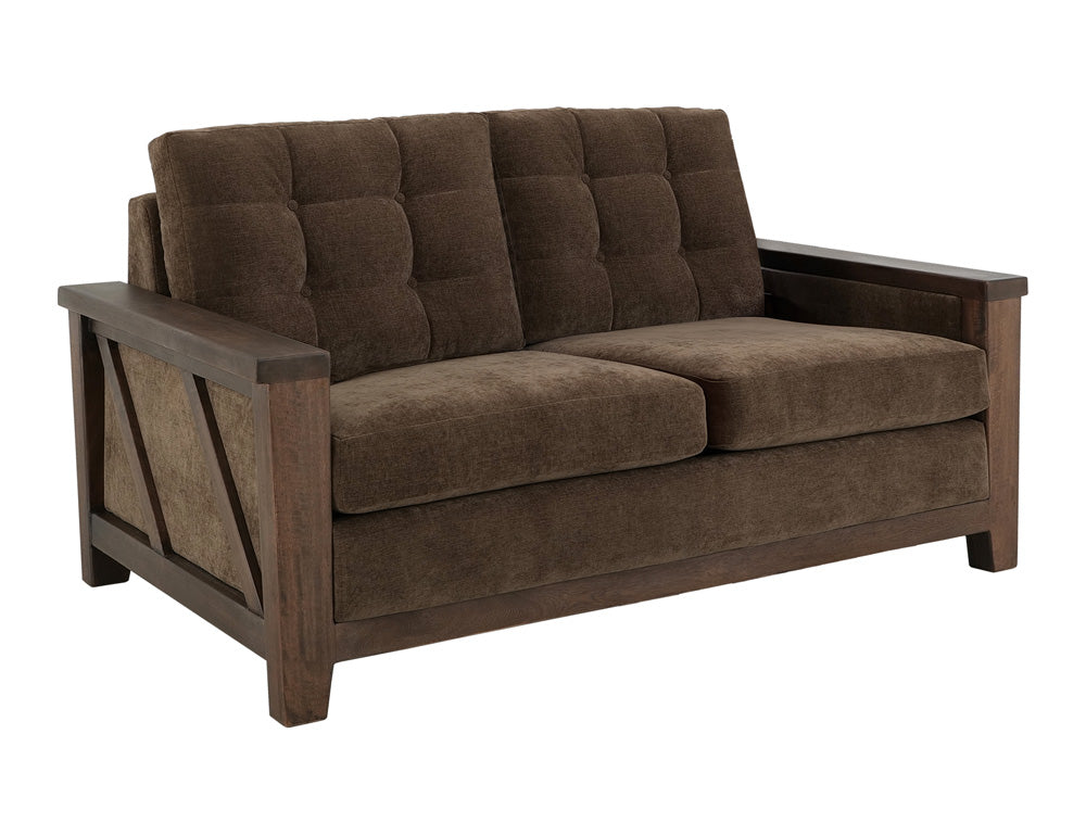 IFD - Walnut - Wooden Frame, Upholstered Loveseat in Deep Forest Brown - IUP342-LOV-182 view 1