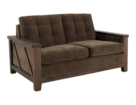 IFD - Walnut - Wooden Frame, Upholstered Loveseat in Deep Forest Brown - IUP342-LOV-182 view 1