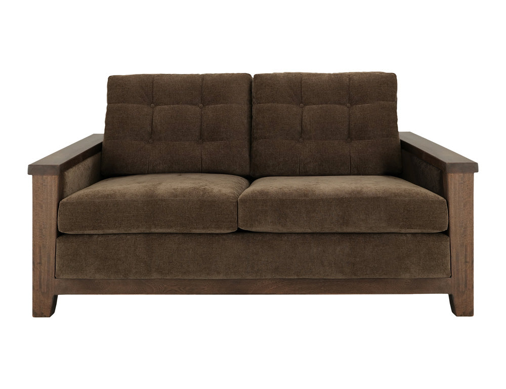 IFD - Walnut - Wooden Frame, Upholstered Loveseat in Deep Forest Brown - IUP342-LOV-182 view 2