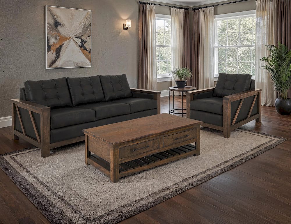 IFD  - Walnut  - Wooden Frame, Upholstered Sofa  - Brown/Black  - IUP342-SOF-216 view 7