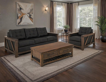 IFD  - Walnut  - Wooden Frame, Upholstered Sofa  - Brown/Black  - IUP342-SOF-216 view 7