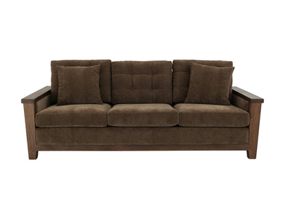 IFD - Walnut - Wooden Frame, Upholstered Sofa in Deep Forest Brown - IUP342-SOF-182 view 2