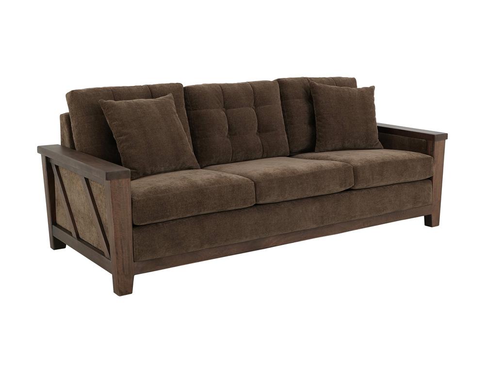 IFD - Walnut - Wooden Frame, Upholstered Sofa in Deep Forest Brown - IUP342-SOF-182 veiw 1
