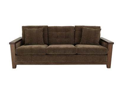 IFD - Walnut - Wooden Frame, Upholstered Sofa in Deep Forest Brown - IUP342-SOF-182 veiw 2