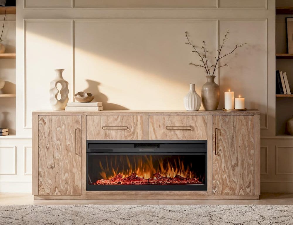 IFD  - White Balam Wall Unit, TV Stand 80" with Electric Fireplace Insert  - IFD4321WALFP80 view 2