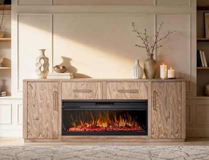 IFD  - White Balam Wall Unit, TV Stand 80" with Electric Fireplace Insert  - IFD4321WALFP80 view 2