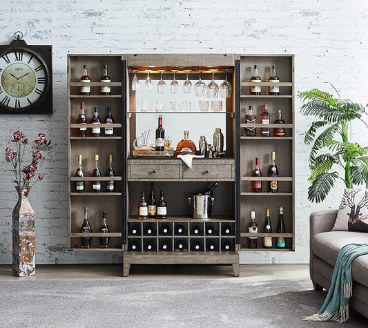 Imperial - Aurora Wine Cabinet in Stone Grey - IMP  26-1650 view 2