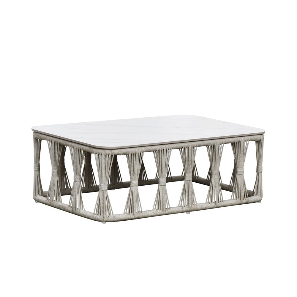 Intercon Furniture - Alexa Outdoor Seating Coffee Table (stone top) in White - AX-TA-4323-WHT-C view 1