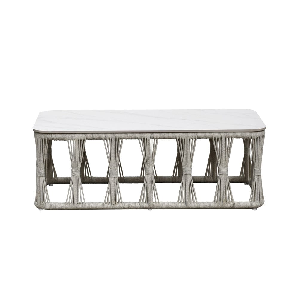 Intercon Furniture - Alexa Outdoor Seating Coffee Table (stone top) in White - AX-TA-4323-WHT-C view 2