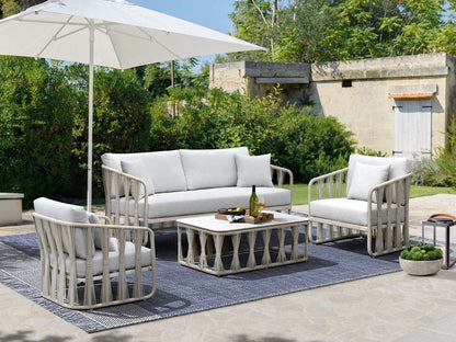 Intercon Furniture - Alexa Outdoor Seating Coffee Table (stone top) in White - AX-TA-4323-WHT-C view 4