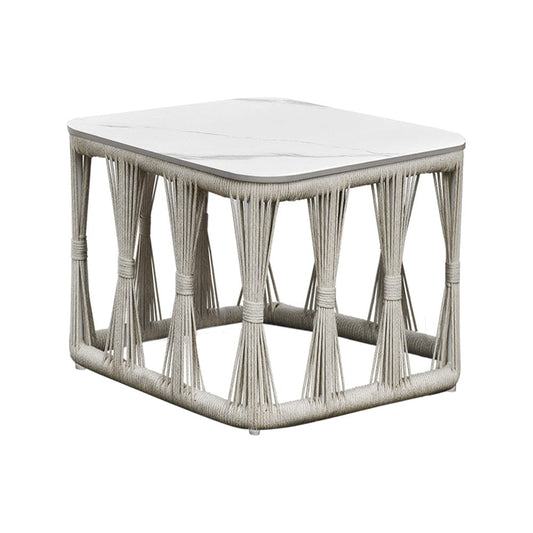 Intercon Furniture - Alexa Outdoor Seating Side Table (stone top) in White - AX-TA-2020-WHT-C view 1