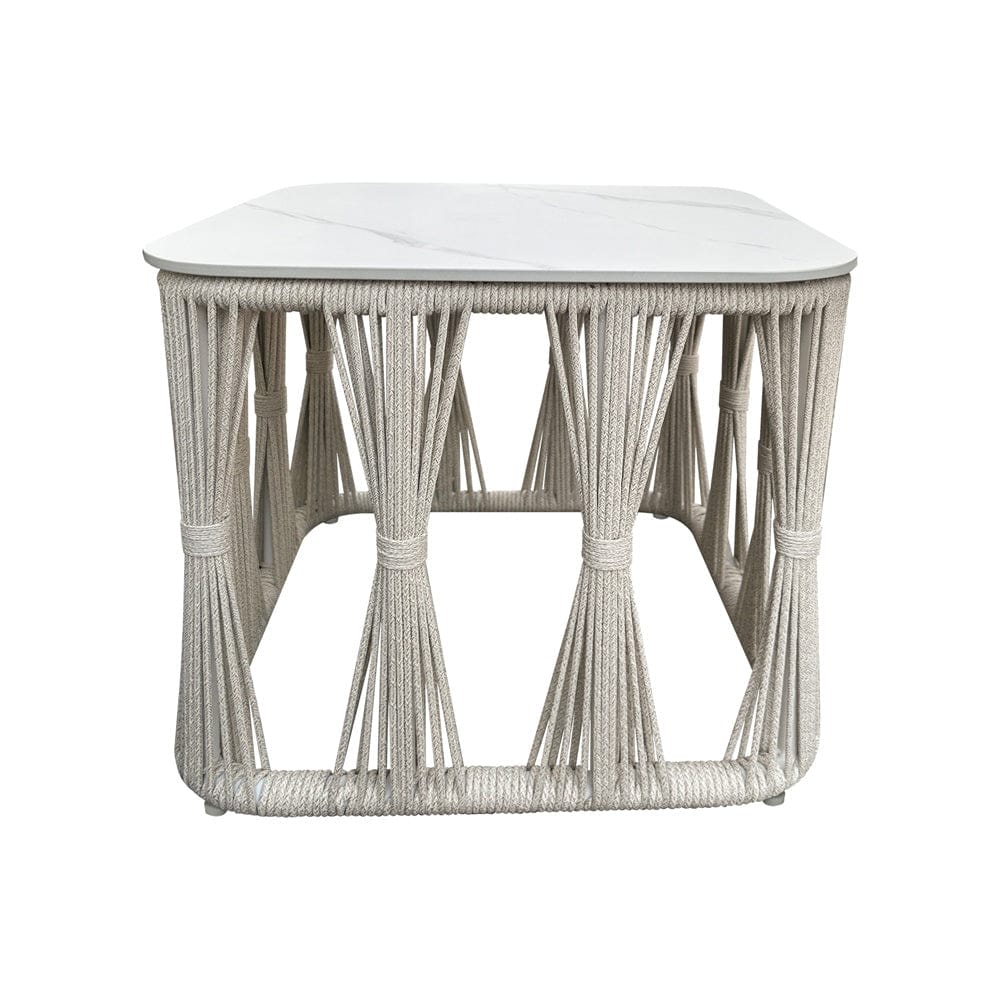 Intercon Furniture - Alexa Outdoor Seating Side Table (stone top) in White - AX-TA-2020-WHT-C view 2