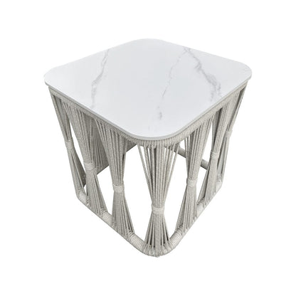 Intercon Furniture - Alexa Outdoor Seating Side Table (stone top) in White - AX-TA-2020-WHT-C view 3