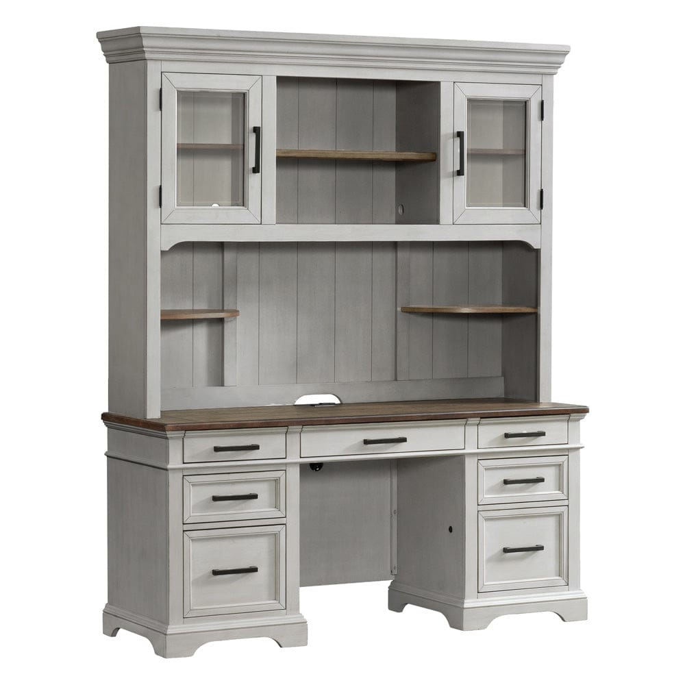 Intercon Furniture - Drake Credenza Hutch in Rustic Gray & French Oak Finish - DK-HO-6852H-RFO-C view 3