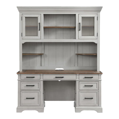 Intercon Furniture - Drake Credenza Hutch in Rustic Gray & French Oak Finish - DK-HO-6852H-RFO-C view 4