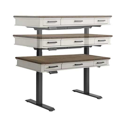 Intercon Furniture - Drake Lift Desk in Rustic Gray & French Oak Finish - DK-HO-6028L-RFO-C view 2