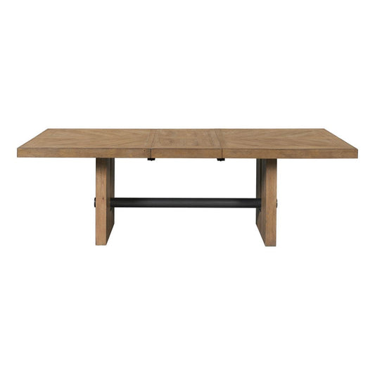 Intercon Furniture - Landmark Trestle Dining Table  in Weathered Oak - LM-TA-4296-WOA-C view 2