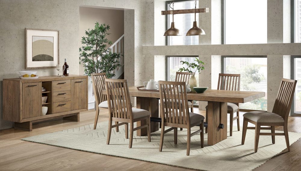Intercon Furniture - Landmark Trestle Dining Table  in Weathered Oak - LM-TA-4296-WOA-C view 5