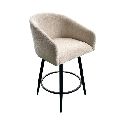 Intercon Furniture - Metal Base Barstool w-Barrel Seat - Champagne Fabric in Matte - BS-BS-130C-CHM-C24 view 1