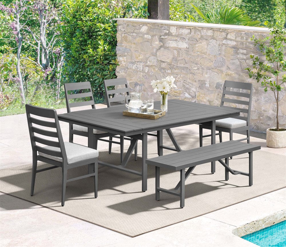Intercon Furniture - Navarro Outdoor Dining Ladder Side Chair in Mocha - NV-CH-460C-MCA-RTA view 6