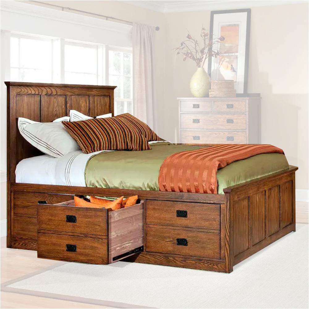 Intercon Furniture - Oak Park Complete Queen 3-Dwr Storage Bed in Mission Finish view 1