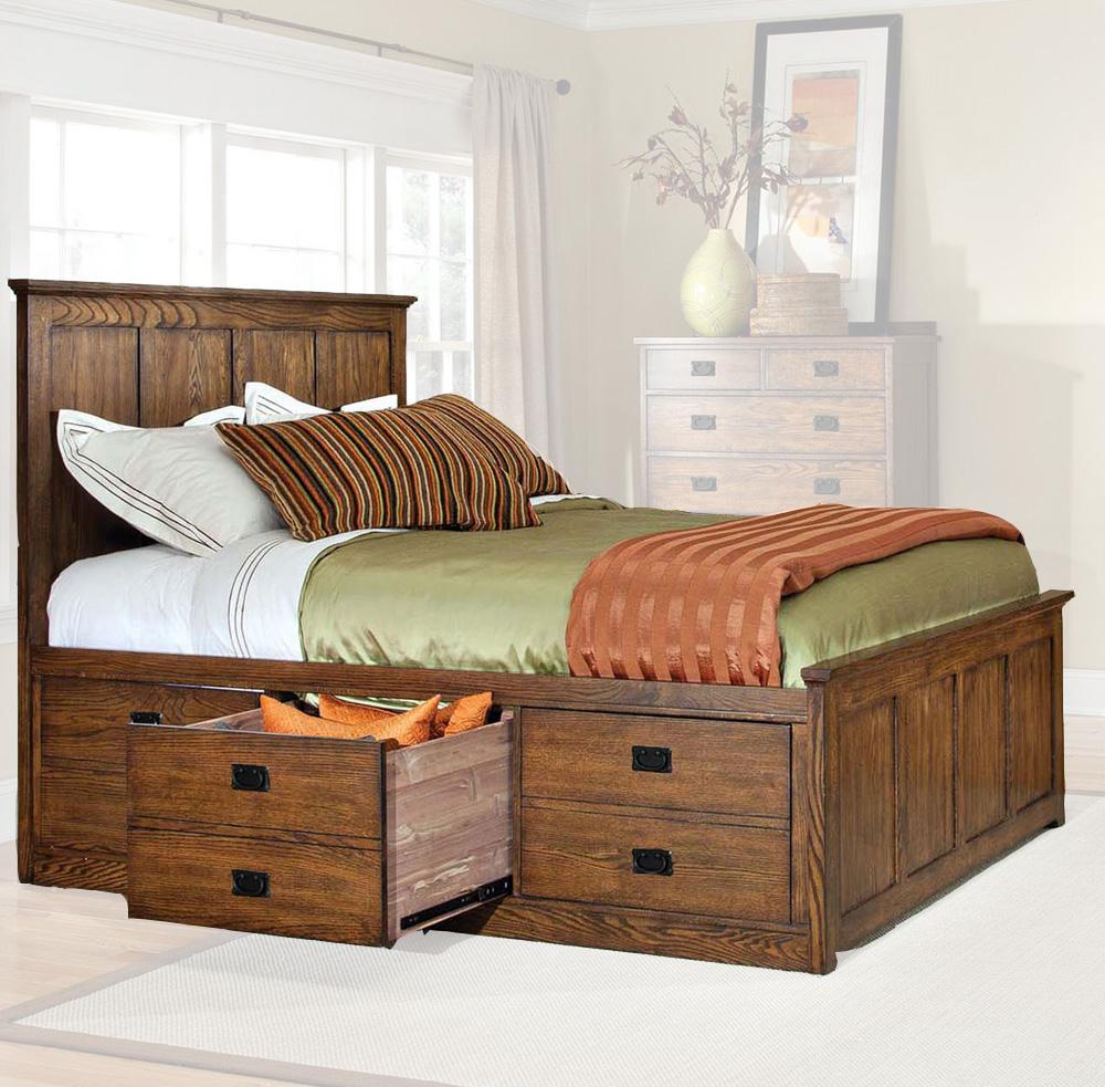 Intercon Furniture - Oak Park Complete Queen 6-Dwr Storage Bed in Mission Finish veiw 1
