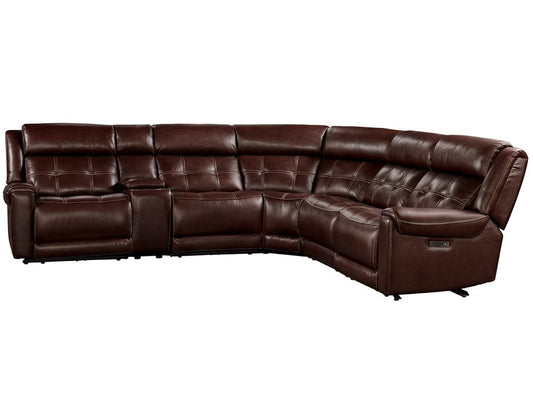 Intercon Furniture - Regis 6-Piece Dual-Power Sectional Set in Baron Redwood Leather Finish veiw 1