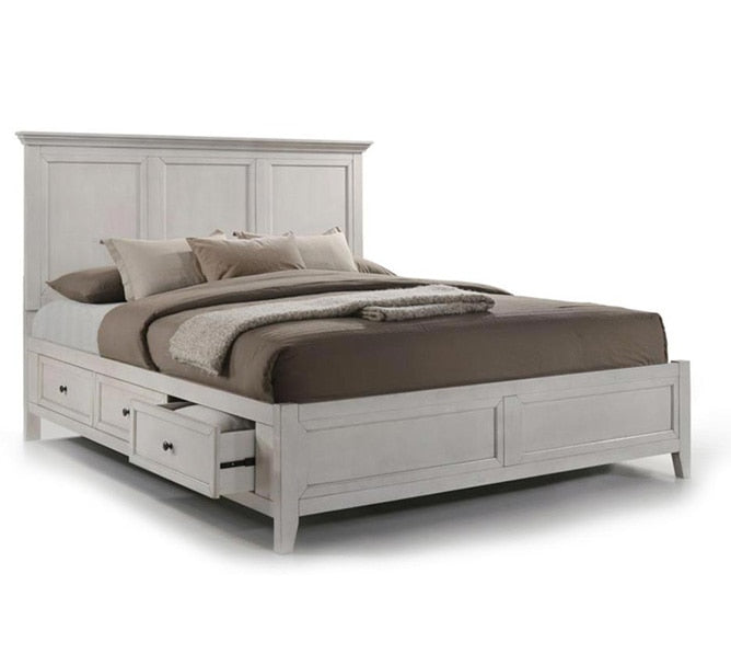Intercon Furniture - San Mateo Complete Queen Storage Bed in Rustic White veiw 1